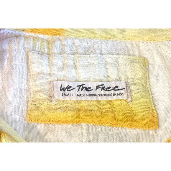 NWOT Free People We The Free Washed Away Yellow Oversized Plaid Button Up Top S - Picture 6 of 11